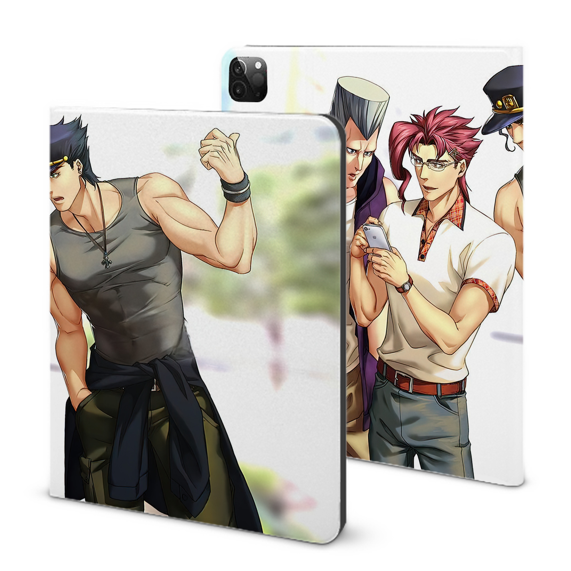 （画像用） ジョジョの奇妙な冒険 JoJo's Bizarre Adventure IPadケース ペンホルダー付き ブックスタイルデザイン